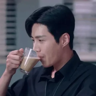 ☕️ homme, boire, café, portrait, coréen telegram sticker