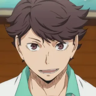 🦉 Oikawa Tooru Haikyuu!! Аниме, Haikyuu, Ойкава Тоору, Персонаж, улыбается telegram sticker