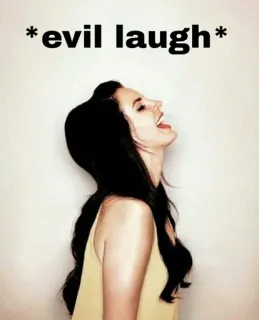 😈 *evil laugh* mau, risada, mulher, retrato, engraçado, meme telegram sticker