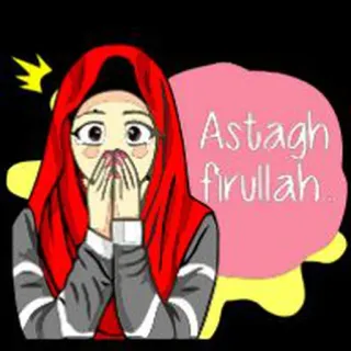 🤭 Astagh firullah Хиджаб, Мусульманка, Женщина, Мультфильм, В шоке, Исламский whatsapp sticker