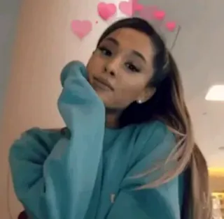 🌿 Ariana Grande Pop star, Chanteuse, Coeurs, Célébrité, Queue de cheval, Femme whatsapp sticker