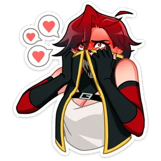 🥰 Anime, Kreskówka, Serce, Miłość, Rude włosy, Rumieniący się telegram sticker