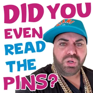 😑 DID YOU EVEN READ THE PINS? мужчина, вопрос, читать, значки, стикер whatsapp sticker