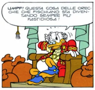 👂 UMPF! QUESTA COSA DELLE OREC-CHIE CHE FISCHIANO STA DIVEN-TANDO SEMPRE PIU FASTIDIOSA! Picsou, BD, Dessin animé, Oreilles, Plainte, Italien telegram sticker
