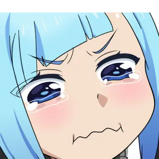 😖 anime, crying, tears, emotional, sad, aqua telegram sticker