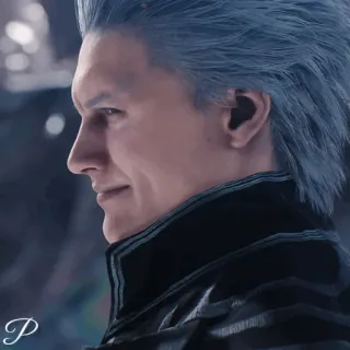 🗡 Vergil Devil May Cry vergil, devil may cry, dmc, video game character, smirk, blue hair telegram sticker