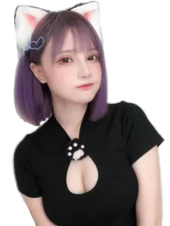 😍 คอสเพลย์, หูแมว, ผู้หญิง, น่ารัก, อนิเมะ, ผมสีม่วง telegram sticker