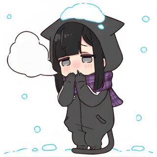 🥶 Чиби, Кот, Снег, Зима, Холод telegram sticker