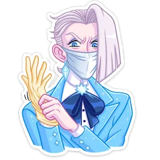 👩 pessoa, luvas, máscara, loira, adesivo whatsapp sticker