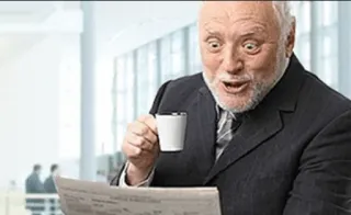 😮 Hide the Pain Harold meme, Harold, stock photo, coffee, funny telegram sticker