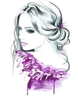😌 aquarelle, portrait, femme, mode, art, illustration, féminin, beauté telegram sticker