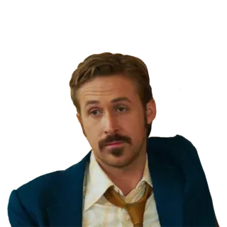 😕 Ryan Gosling acteur, beroemdheid, film, snor, jaren 70 whatsapp sticker