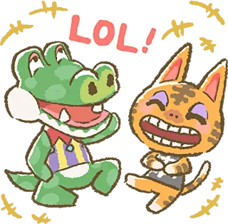 😂 LOL! animal, gato, cocodrilo, risa, jajaja whatsapp sticker