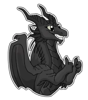 👍 dragon, dessin animé, animal, fantaisie, créature, noir, pouce levé whatsapp sticker