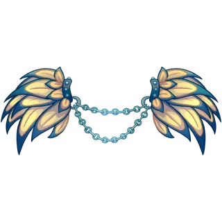 👚 Flügel, Gold, Blau, Dekorativ, Schulter, Ketten whatsapp sticker