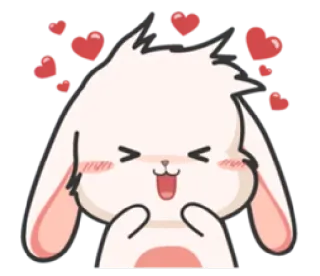 😍 coelho, corações, amor, fofo, desenho animado, feliz telegram sticker