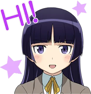 🖐 Hi! Anime, Cześć, Gwiazdy, Powitanie, Słodkie, Dziewczyna telegram sticker