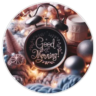 ❤ Good Morning! buổi sáng, đồng hồ báo thức, kỳ nghỉ, mùa đông, giáng sinh, trang trí whatsapp sticker