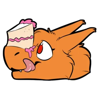 🍰 cartoon, orange, cake, animal, dessert whatsapp sticker