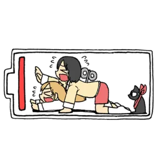 😫 batteria, scarica, energia, esausto, cartone animato, persone telegram sticker
