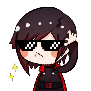 😎 Ruby Rose RWBY Anime, Cartoon, Chibi, Sticker, Ruby Rose, RWBY, Lunettes de soleil telegram sticker