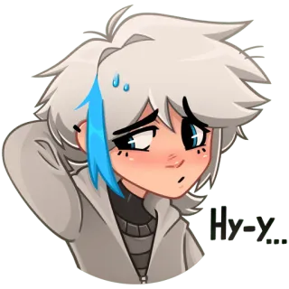 😓 I-I... anime, cartoon, boy, blush, sweat, nervous telegram sticker