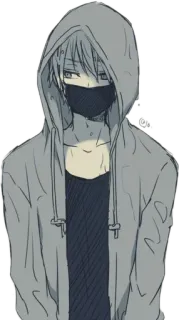 😒 Anime, Sudadera con capucha, Máscara, Personaje, Manga, Chico, Dibujo telegram sticker