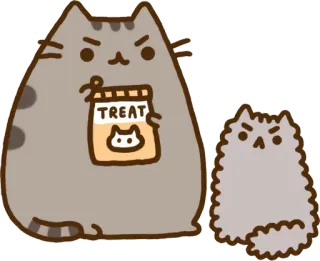 🍟 Pusheen TREAT Katze, Leckerli, wütend, Cartoon, Tier, Pusheen telegram sticker