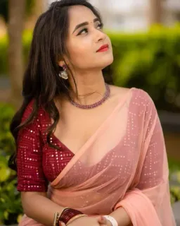❤️ sari, Indiase kleding, etnische kleding, vrouw, portret, sieraden telegram sticker