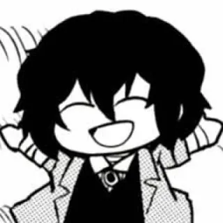 🍃 Dazai Osamu Bungou Stray Dogs anime, manga, dazai osamu, bungou stray dogs, chibi, happy, smiling telegram sticker