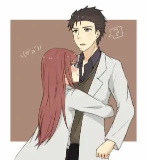 ❤️ (# A ^ )/ Anime, Couple, Câlin, Science, Blouse de labo telegram sticker