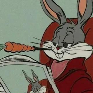 🧿 Bugs Bunny kartun, kelinci, wortel, membaca, Bugs Bunny telegram sticker