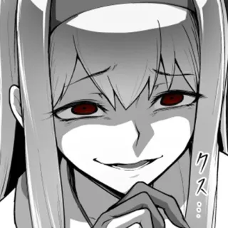 😏 クス… Anime, Manga, Sonrisa maliciosa, Malvado, Blanco y negro telegram sticker