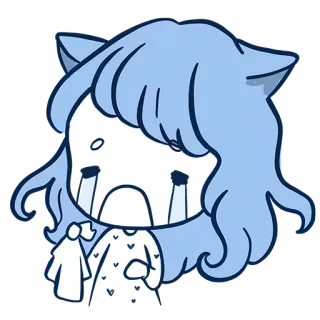 😭 orelhas de gato, chorando, triste, anime, desenho animado, ilustração telegram sticker