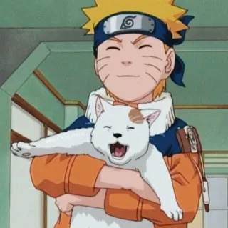 🍜 Naruto animé, dessin animé, personnage, naruto, chat, sourire, mignon whatsapp sticker