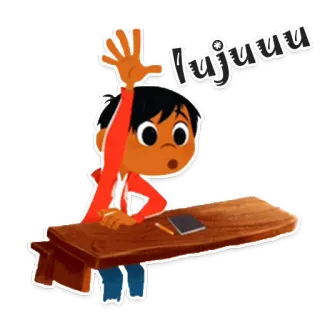 🖐 lujuuu child, school, student, desk, raising hand, cartoon telegram sticker