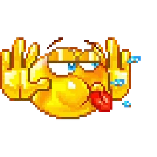 😛 絵文字, 中指, 攻撃的, ドット絵 telegram sticker