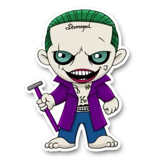 🤡 Joker Damaged Joker, DC Comics, villain, comic book character, razor, suicide squad telegram sticker