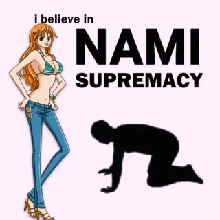🙇 Nami One Piece I believe in NAMI SUPREMACY Аниме, Ван Пис, Нами, Превосходство, Мем, Поклонение персонажу telegram sticker