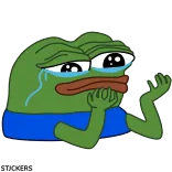 🥺 Pepe the Frog Pepe, triste, grenouille, pleurs, mème telegram sticker