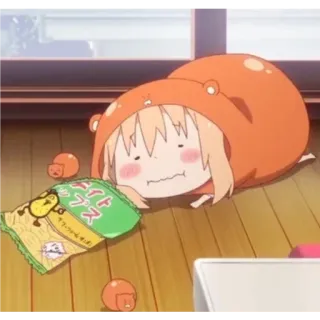 😴 Anime, Gadis, imut, Chibi, Cemilan, Hoodie whatsapp sticker