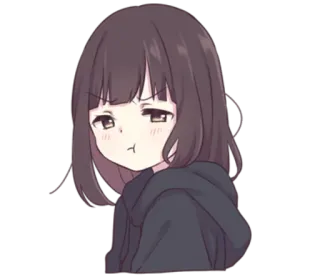 😠 Anime, Dziewczyna, Słodkie, Kreskówka, Naklejka, Wyrażenie telegram sticker