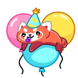 ๐ฅณ panda rosso, palloncini, cappello da festa, carino, adesivo, animale, cartone animato telegram sticker