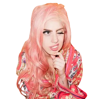 😜 Lady Gaga Estrella pop, Cantante, Celebridad, Pelo rosa, Guiño, Músico telegram sticker