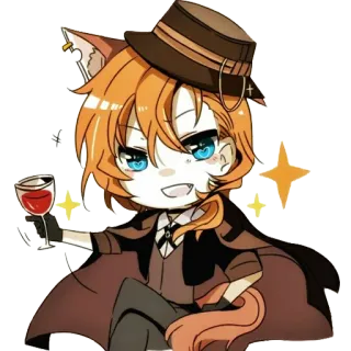 🍷 Chuuya Nakahara Bungou Stray Dogs Anime, Charakter, Manga, Wein, Chibi, Bungou Stray Dogs telegram sticker