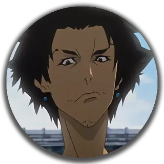 😕 Mugan Samurai Champloo Anime, Karakter, Pria, Kartun, Seni telegram sticker