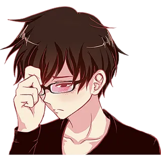 🥴 Anime, Manga, Anak laki-laki, Kacamata, Remaja, Emo, Seni telegram sticker