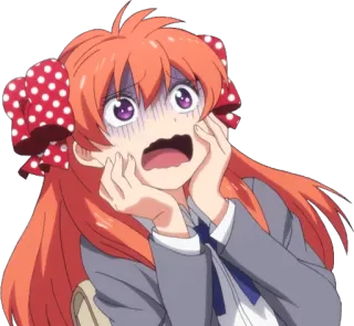 😱 anime, scared, girl, red hair, shocked telegram sticker
