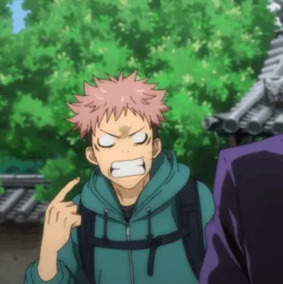 🎴 Yuji Itadori Jujutsu Kaisen Anime, Cartoon, Stinkefinger, Unfreundlich, Beleidigend, Jujutsu Kaisen, Yuji Itadori telegram sticker
