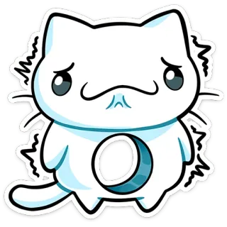 ☹️ cat, sad, cute, moon, animal, white telegram sticker